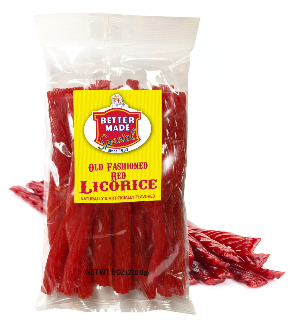 Better Made Old Fashion Licorice 8oz bag front view, classic Detroit flavor.