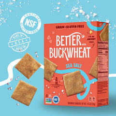 Close-up of Better With Buckwheat crackers with hummus for dipping.