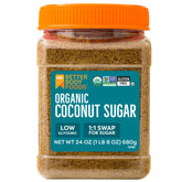 BetterBody Foods Organic Coconut Sugar packaging on pantry shelf for easy storage