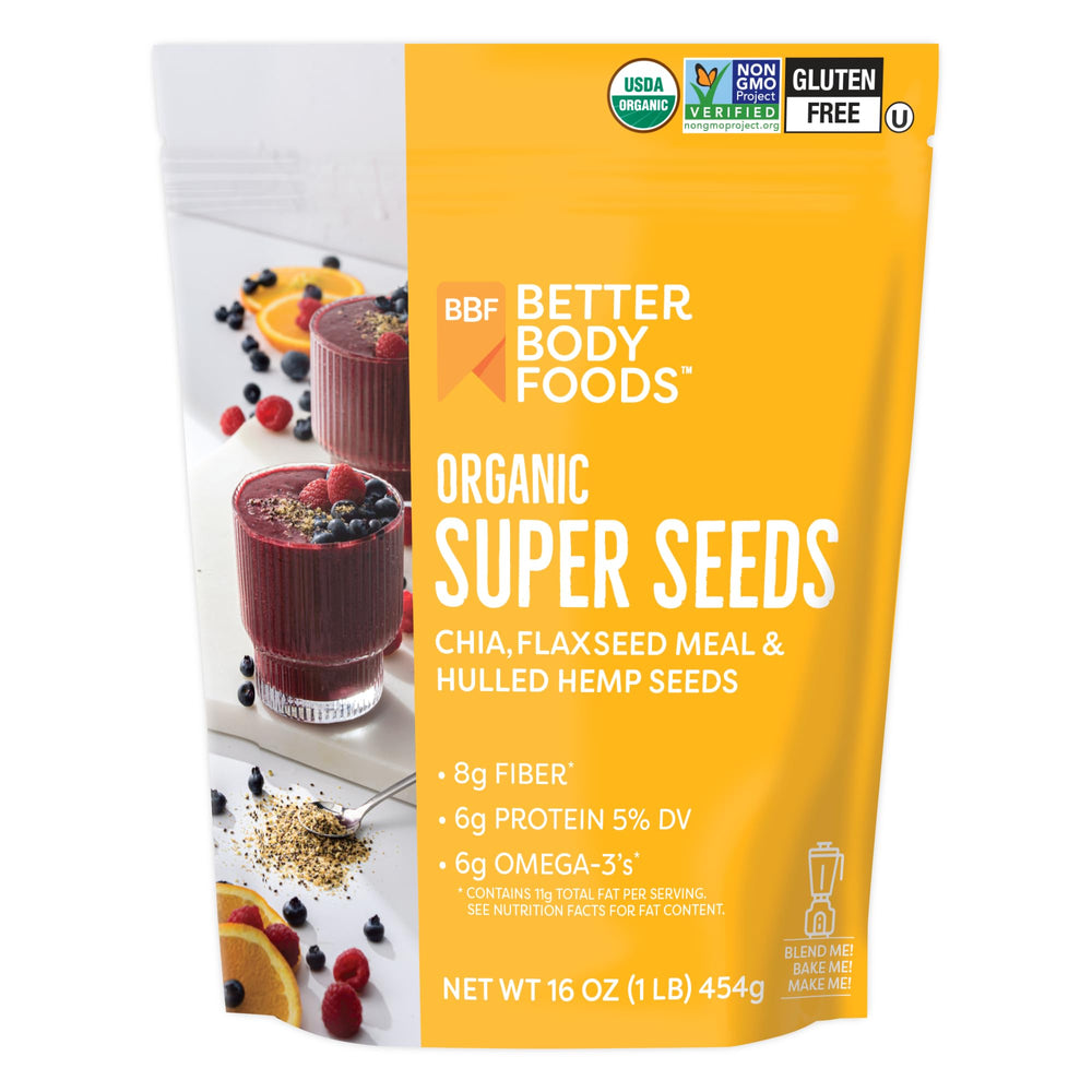 BetterBody Foods Organic Super Seeds bag ready for pantry and everyday use.