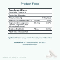 Bettervits magnesium glycinate capsules close-up highlighting the gentle chelated formula.