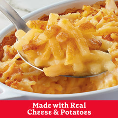 Betty Crocker Julienne Potatoes in a pot with creamy cheese blend melting.