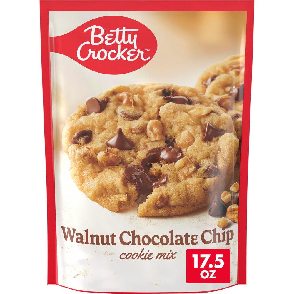 Betty Crocker Walnut Chocolate Chip Cookie Mix package ready for quick cookies