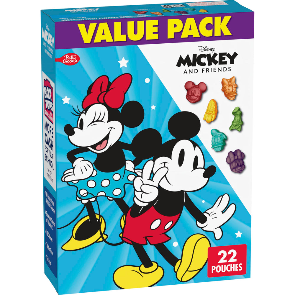 Betty Crocker Disney Mickey and Friends box front, portable lunch-friendly packaging.