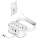 BEVA Travel Power Strip with flat plug for tight wall spaces.