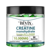 BEVIX Creatine Gummies bottle shot highlighting energy support for workouts.