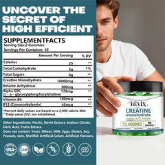 Close-up of BEVIX Creatine Gummies texture for easy daily intake.