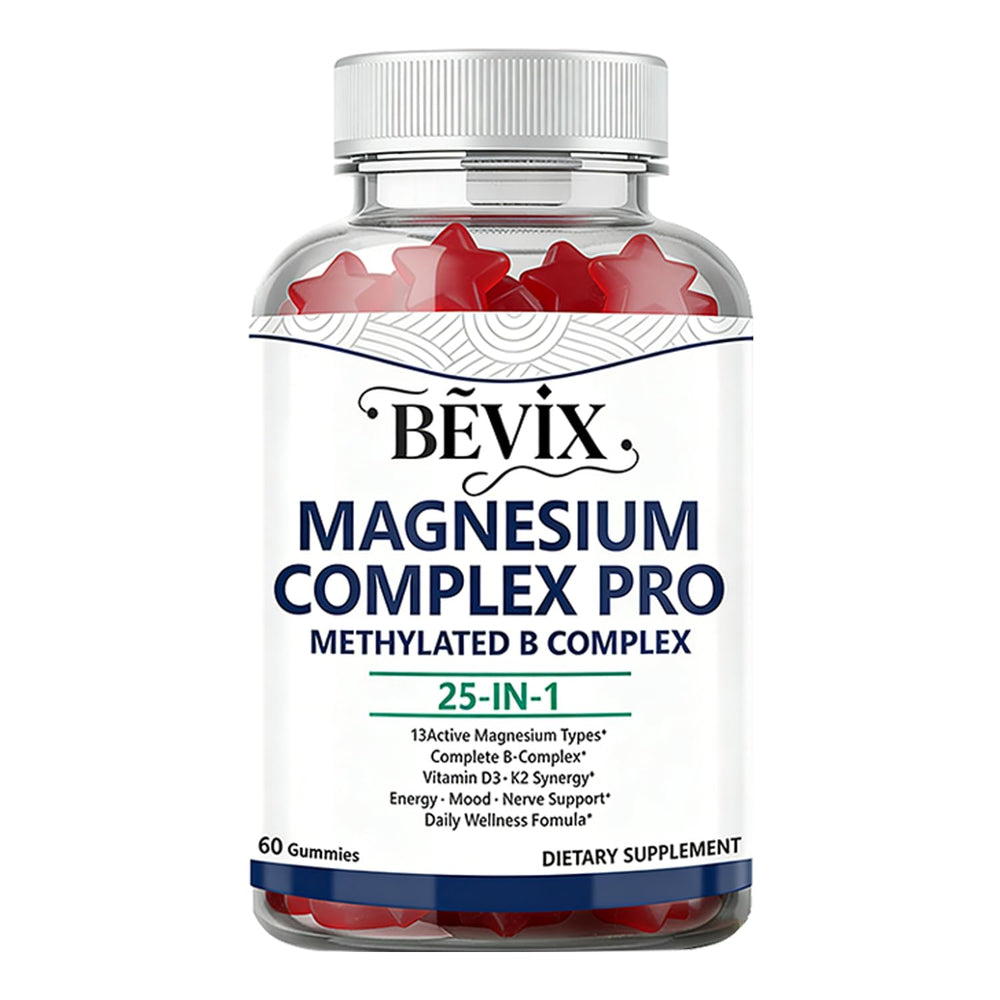 BEVIX Magnesium Complex Gummies bottle front view highlighting calm support.