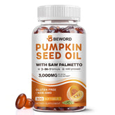 BEWORD pumpkin seed oil bottle shows a pure blend for potential hair and urinary support