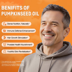 Two-in-one formula visual emphasizing pumpkin seed oil and saw palmetto synergy