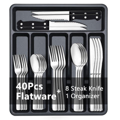BEWOS 49-piece silverware set with organizer neatly stored in the box