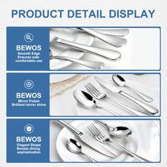 BEWOS mirror-polished flatware shine adds elegant touch to everyday dining.