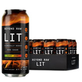 BEYOND RAW LIT On The Go can in hand for a quick workout energy boost