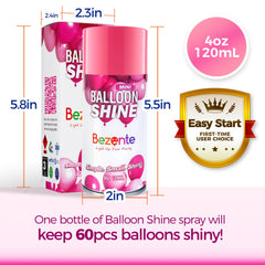 Bezente Balloon Shine Spray offers long-lasting shine for photos and displays.