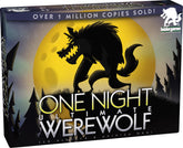 Bezier Games One Night Ultimate Werewolf box front showing compact party game setup for 3-10 players