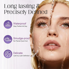 BFQ Iron Wand Mascara curling-action lifts lashes for a 5D look.