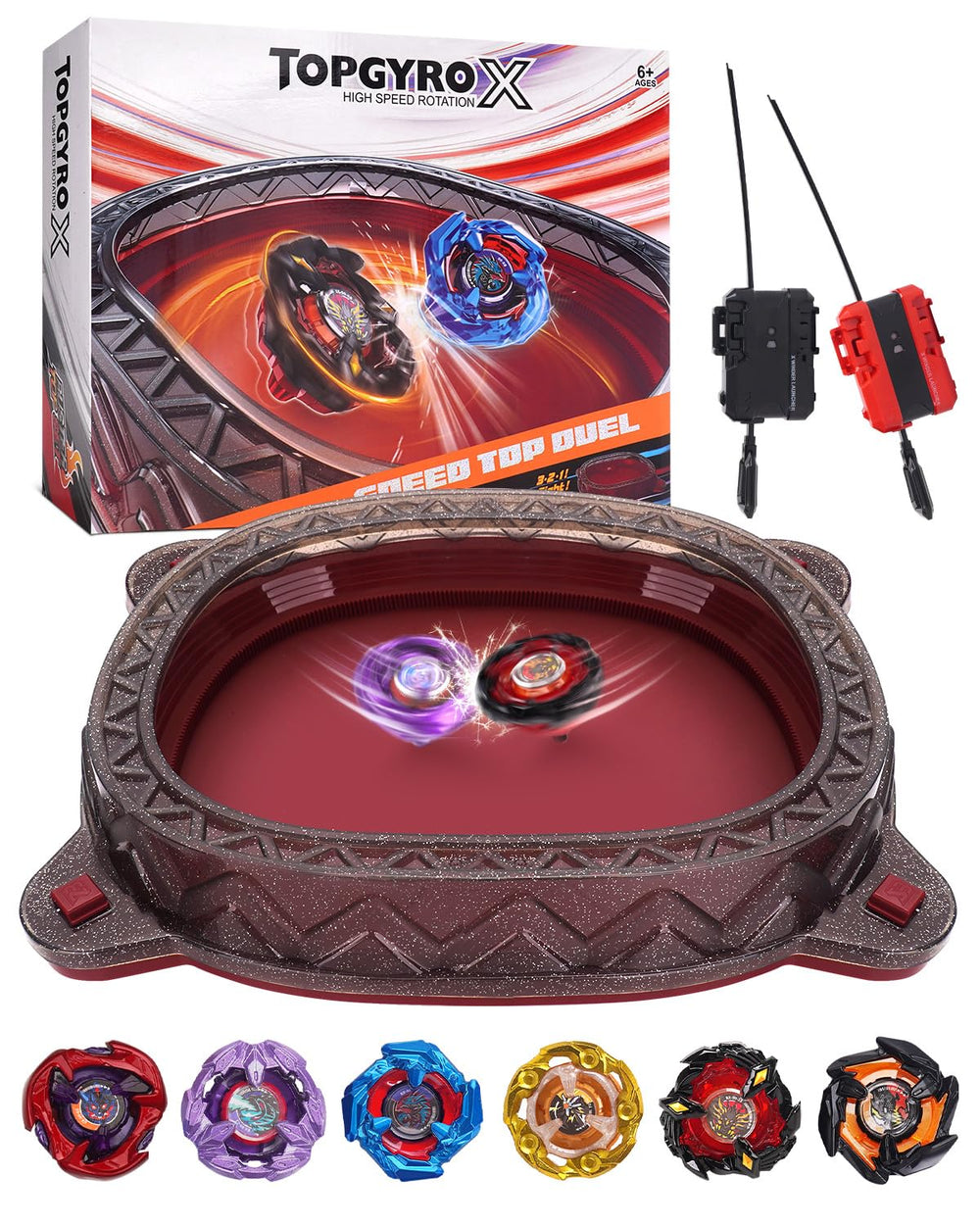 BGOVTAPO X Stadium Starter Kit arena for fast, edge-of-seat gyro battles at home.