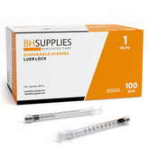 BH Supplies 1ml Luer Lock syringe without needle, sterile for single-use tasks.