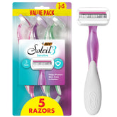 BIC Soleil 3 Sensitive razor with three blades for smooth contour shaving.