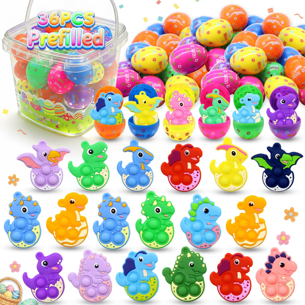 BicMan prefilled Easter eggs with dinosaur pop it inside for exciting egg hunts