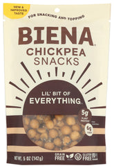 BIENA Lil Bit Evrythin pack front view, gluten-free chickpea snack.