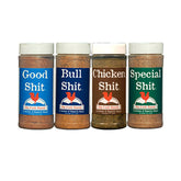 Big Cock Ranch Gourmet Seasoning Bundle bottle lineup highlights flavorful steak and chicken meals.