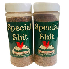 Big Cock Ranch Special Shit Seasoning bottle enhances grilling flavor.