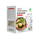 Big Green Organic Food ramen packaging highlighting organic, non-GMO vegan noodles.
