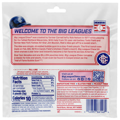 Big League Chew Blue Raspberry packets close-up, sealed for freshness and sharing