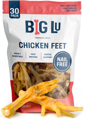 Big Lu nail-free chicken feet chew closeup highlighting juicy, satisfying texture