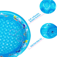 Big Summer 3 Rings Kiddie Pool blue with drain hole, easy water release after play.