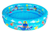 Big Summer 3 Rings Kiddie Pool blue front view, ideal for cooling toddlers on sunny days.