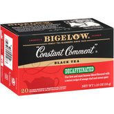 Bigelow Decaffeinated Constant Comment tea box showcasing rich flavor without caffeine