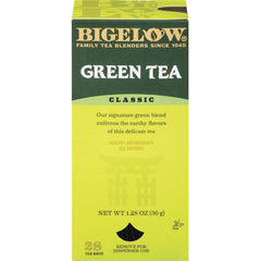 Boxed Bigelow green tea bags ready for office breaks and home tea moments.