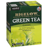 Bigelow Green Tea Keurig pod on the counter, ready for a soothing morning cup.
