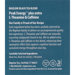 Bigelow Peak Energy with extra L-Theanine and caffeine for focused moments.
