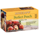 Bigelow Perfect Peach tea bags foiled for peak freshness and caffeine-free enjoyment