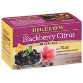 Bigelow Blackberry Citrus Plus Zinc tea boxes ready for enjoyment