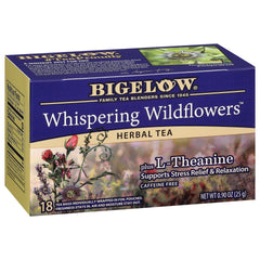 Bigelow Whispering Wildflowers tea bags for a caffeine-free ritual.