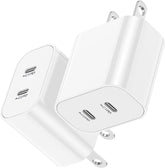 BikeAnything USB-C fast charger block with two ports for simultaneous charging.
