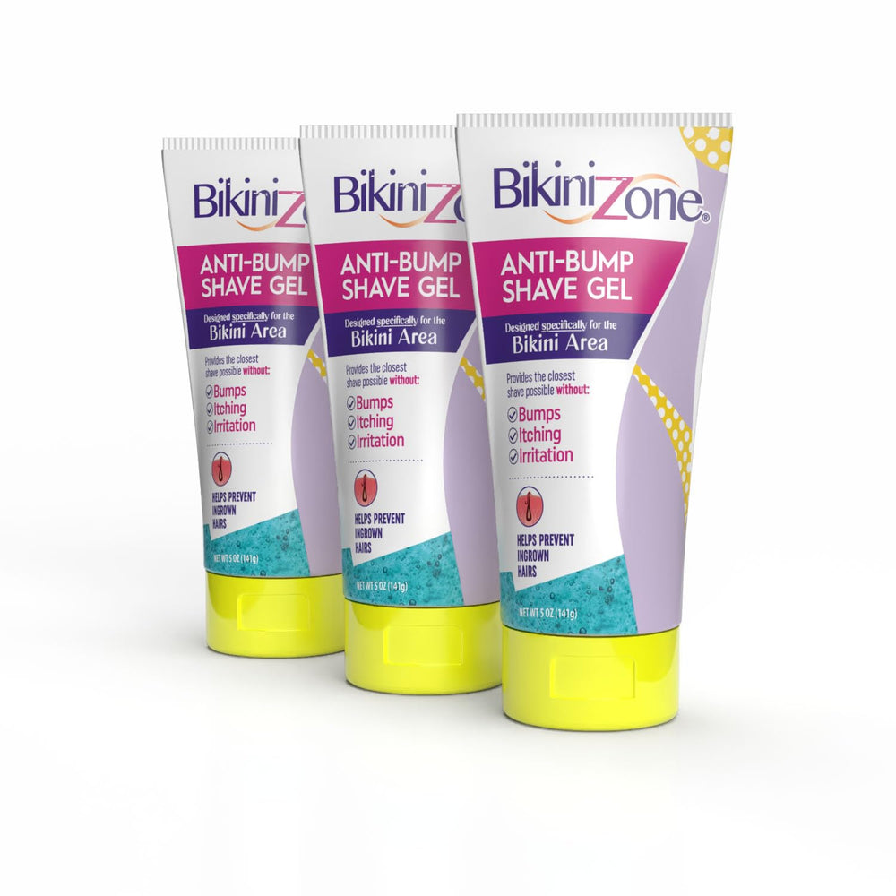 Bikini Zone anti-bump shave gel bottle front view for sensitive skin