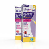 Bikini Zone medicated after shave gel bottle with lidocaine for quick relief after shaving.