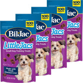 Bil-Jac Little Jacs training treats with chicken liver in a 4-oz pack for effective rewards.
