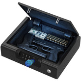 Billconch gun safe with fingerprint access for quick, secure pistol entry.
