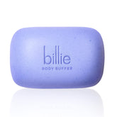 Billie Body Buffer front view showing the curved exfoliating bar ready for shaving prep.
