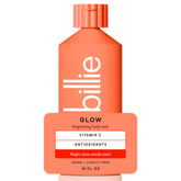 Billie Glow brightening body wash bottle with citrus scent for a refreshing cleanse.