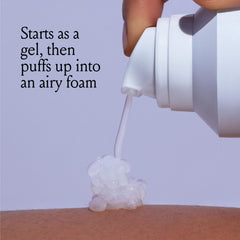 Billie SkyFoam Shave Gel with aloe and cucumber soothes skin during shaving.