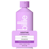 Billie Soothe body wash bottle pour showing gentle hydration for dry skin