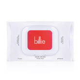 Billie Wonder Wipes packaging close-up, fragrance-free makeup removal for sensitive skin.