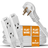 BindMaster white extension cord with flat angled head for easy furniture access and space saving.